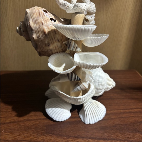 Elegant Seashell Sculpture - White and Brown - Picture 1 of 2